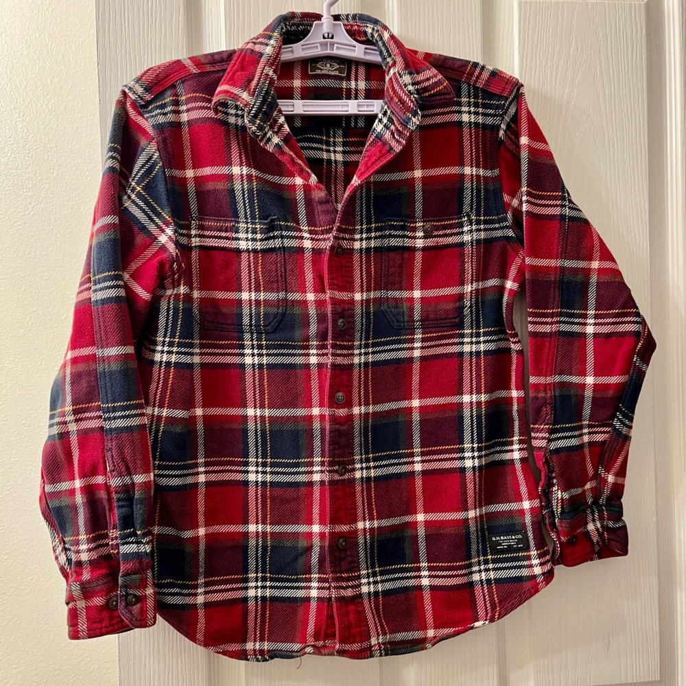 G.H.‎ Bass Co Flannel Shirt Mens Med Red Plaid Cotton For Hard Service Heavyduty